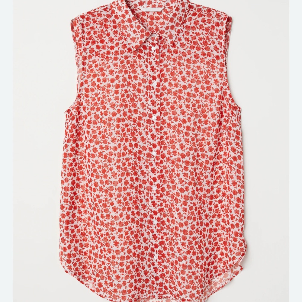 H&M Floral Sleeveless Red Blouse - Size 2 - good condition